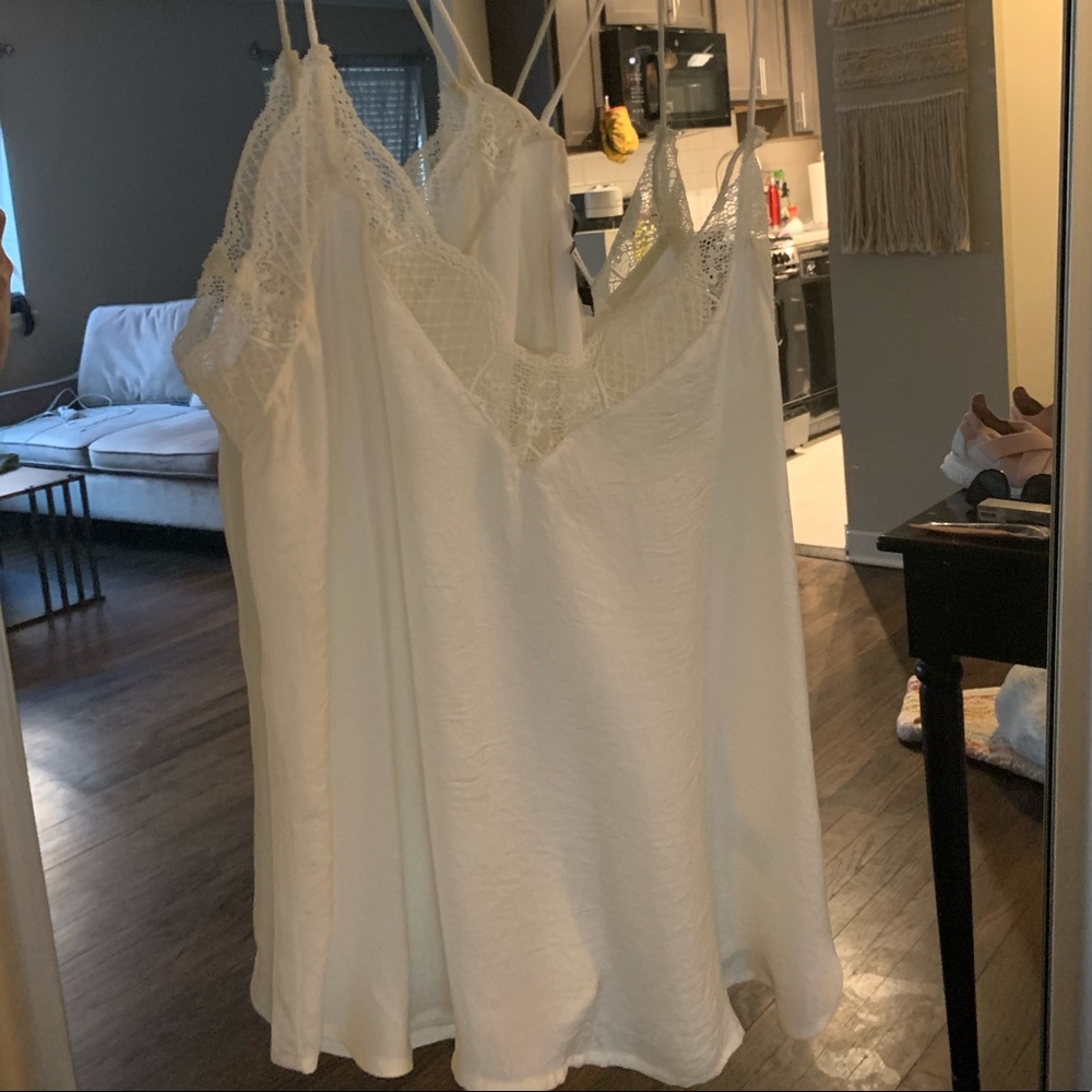 White silky lace tank top